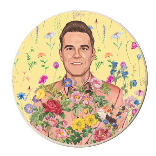 Floral Robbie - personalised beer coaster by DOLLY WOLFE