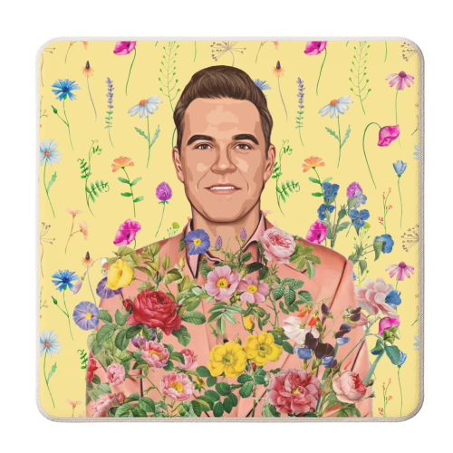 Floral Robbie - personalised beer coaster by DOLLY WOLFE