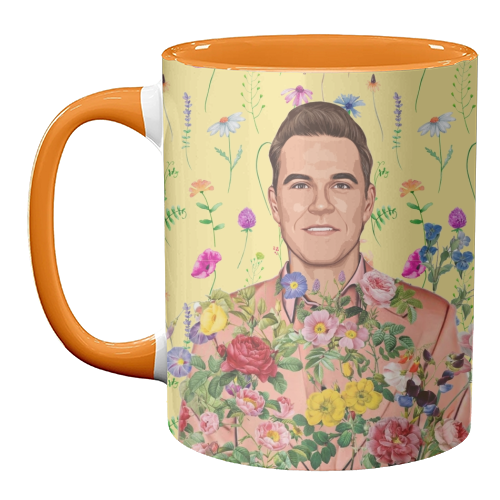 Floral Robbie - unique mug by DOLLY WOLFE