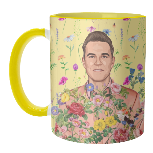Floral Robbie - unique mug by DOLLY WOLFE