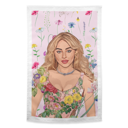 Floral Sabrina - funny tea towel by DOLLY WOLFE