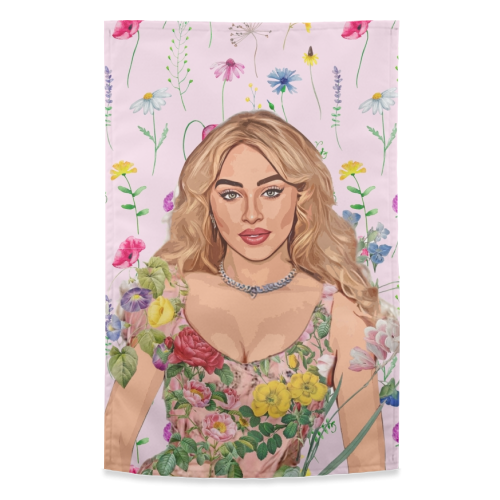 Floral Sabrina - funny tea towel by DOLLY WOLFE