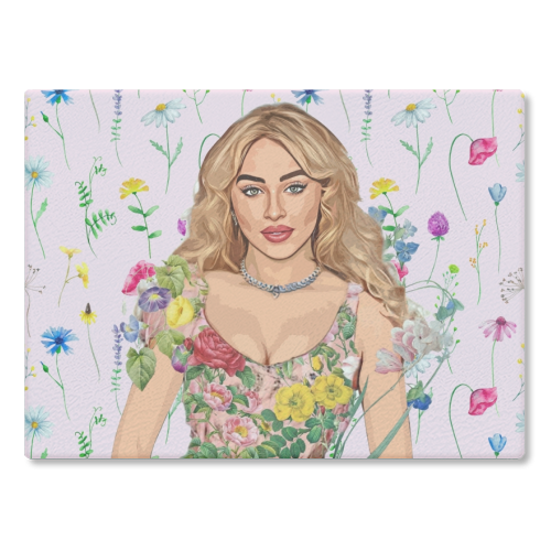 Floral Sabrina - glass chopping board by DOLLY WOLFE