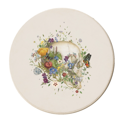Floral Skull - personalised beer coaster by Frida Floral Studio