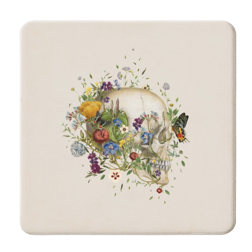 Floral Skull - personalised beer coaster by Frida Floral Studio