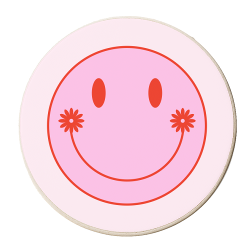 Floral Smile Emoji - personalised beer coaster by Adam Regester