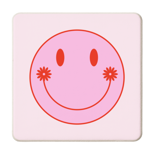 Floral Smile Emoji - personalised beer coaster by Adam Regester