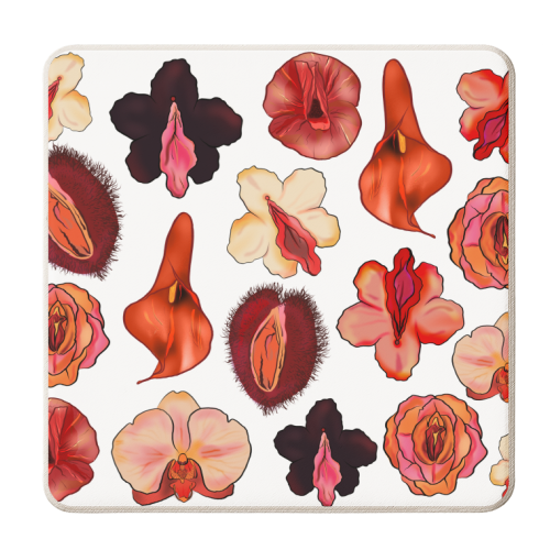 Floral Vagina - personalised beer coaster by Niomi Fogden