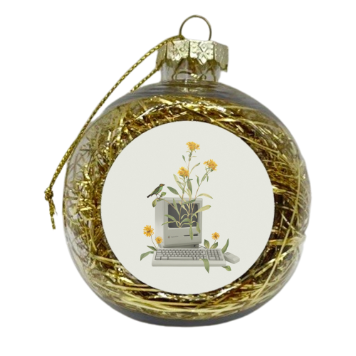 Floral vintage computer - xmas bauble by Frida Floral Studio