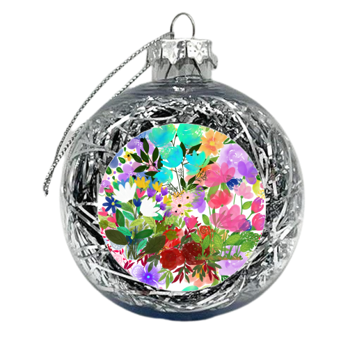 Floral Watercolours - xmas bauble by Riad Mannan