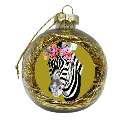 FLORAL ZEBRA - xmas bauble by PEARL & CLOVER