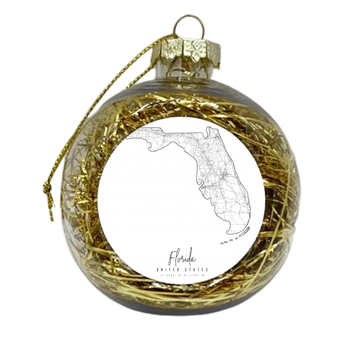Florida Minimal Street Map - xmas bauble by Toni Scott