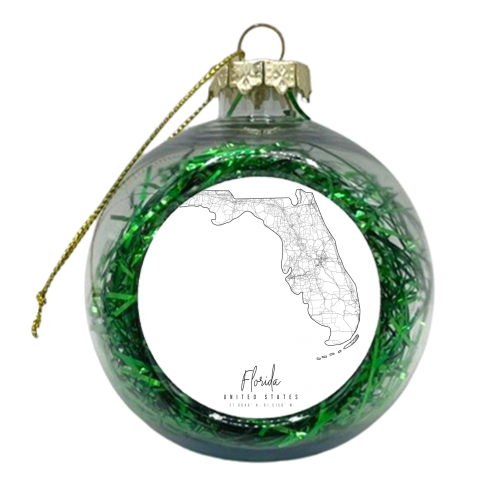 Florida Minimal Street Map - xmas bauble by Toni Scott