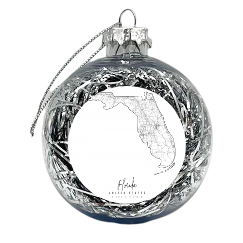 Florida Minimal Street Map - xmas bauble by Toni Scott