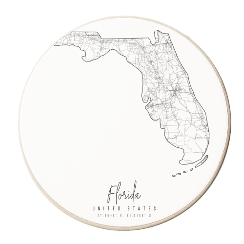 Florida Minimal Street Map - personalised beer coaster by Toni Scott