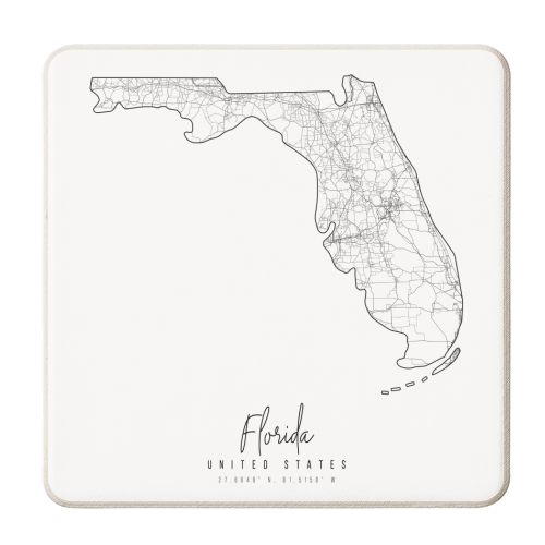 Florida Minimal Street Map - personalised beer coaster by Toni Scott