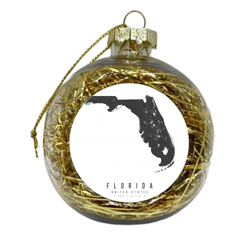 Florida Mono Black and White Modern Minimal Street Map - xmas bauble by Toni Scott