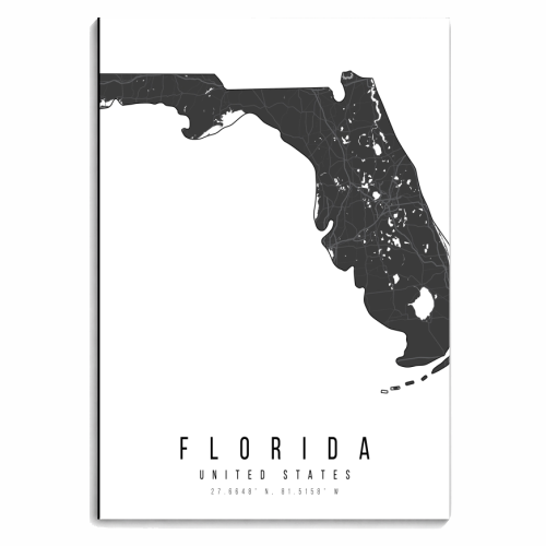 Florida Mono Black and White Modern Minimal Street Map - personalised A4, A5, A6 notebook by Toni Scott