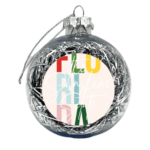 Florida "The Sunshine State" Color State - xmas bauble by Toni Scott