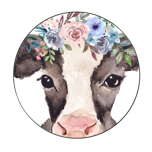 flower cow mugshot. - Circle Sticker by Linbylane