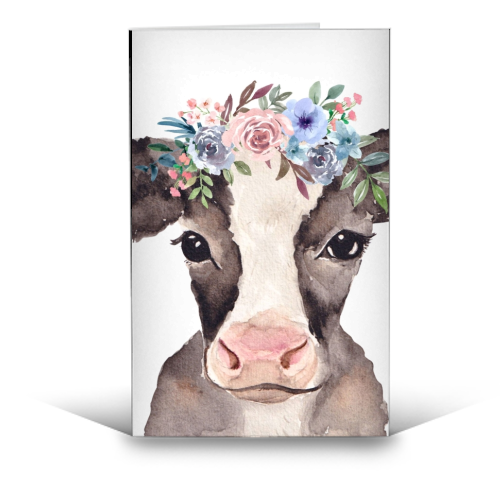 flower cow mugshot. - funny greeting card by Linbylane