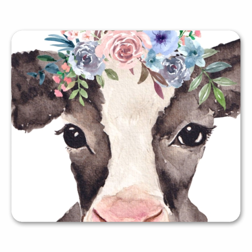 flower cow mugshot. - mouse mat by Linbylane