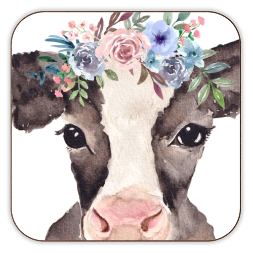 flower cow mugshot. - personalised beer coaster by Linbylane