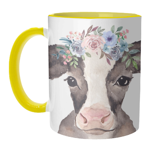 flower cow mugshot. - unique mug by Linbylane