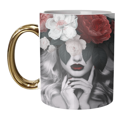 Flower lady II - unique mug by Larissa Grace