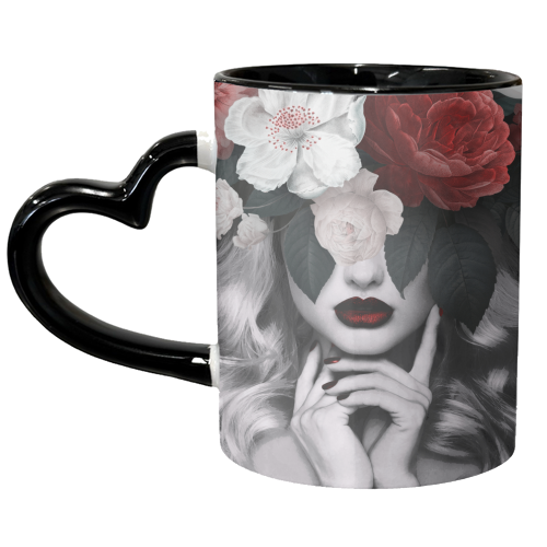 Flower lady II - unique mug by Larissa Grace