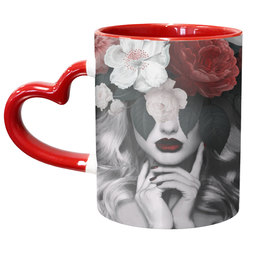 Flower lady II - unique mug by Larissa Grace