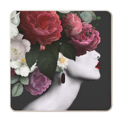 Flower lady - personalised beer coaster by Larissa Grace