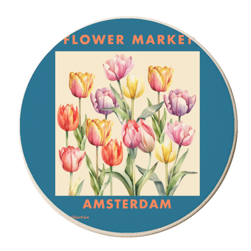Flower Market Amsterdam - personalised beer coaster by EZbie