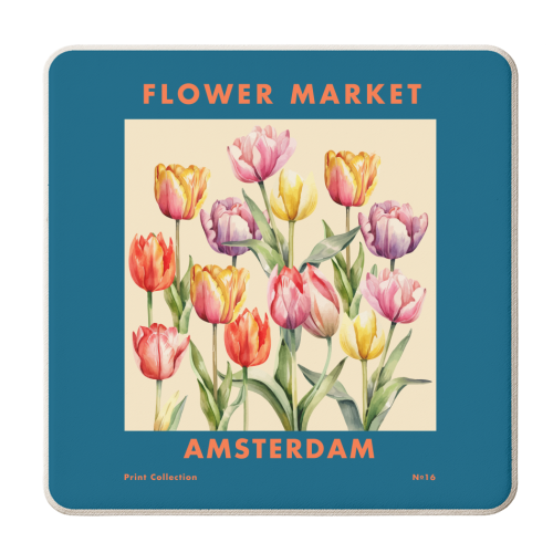 Flower Market Amsterdam - personalised beer coaster by EZbie