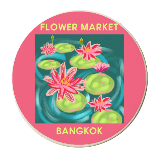 Flower Market Bangkok - personalised beer coaster by EZbie