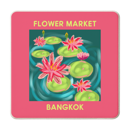 Flower Market Bangkok - personalised beer coaster by EZbie