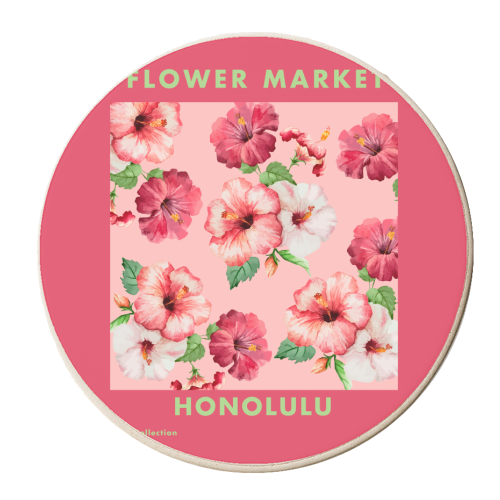Flower Market Honolulu - personalised beer coaster by EZbie