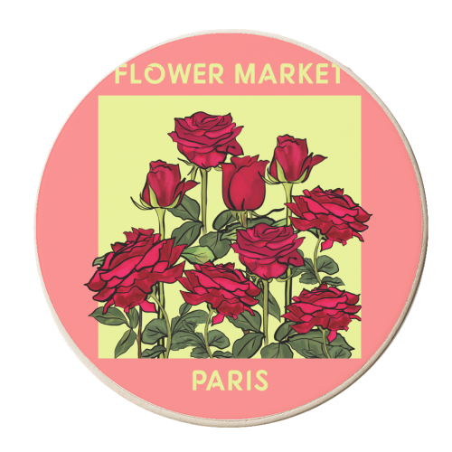 Flower Market Paris - personalised beer coaster by EZbie