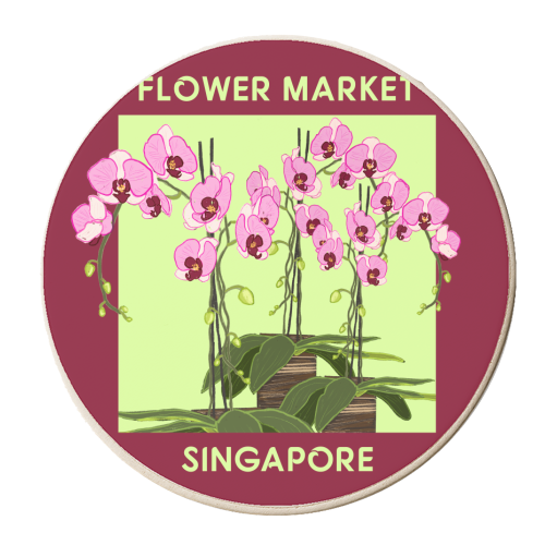 Flower Market Singapore - personalised beer coaster by EZbie