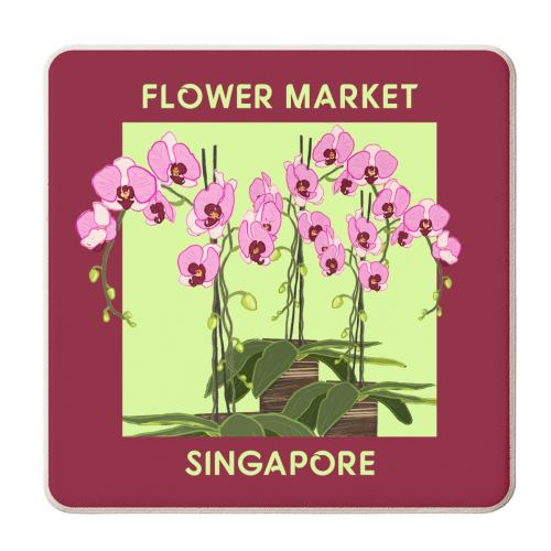 Flower Market Singapore - personalised beer coaster by EZbie