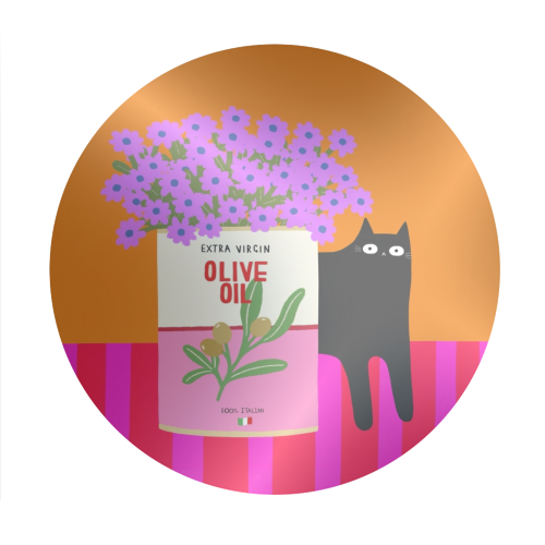 Flowers And Olive Oil - Circle Sticker by The Paper Tail