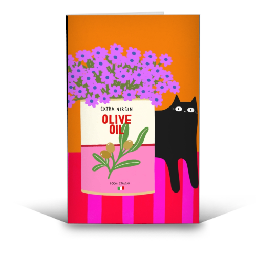 Flowers And Olive Oil - funny greeting card by The Paper Tail