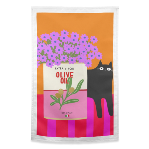 Flowers And Olive Oil - funny tea towel by The Paper Tail