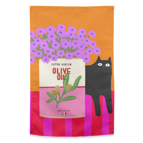 Flowers And Olive Oil - funny tea towel by The Paper Tail