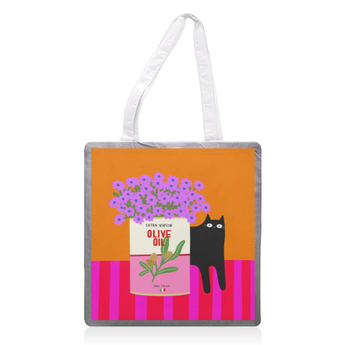 Flowers And Olive Oil - printed canvas tote bag by The Paper Tail
