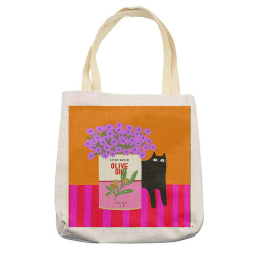 Flowers And Olive Oil - printed canvas tote bag by The Paper Tail