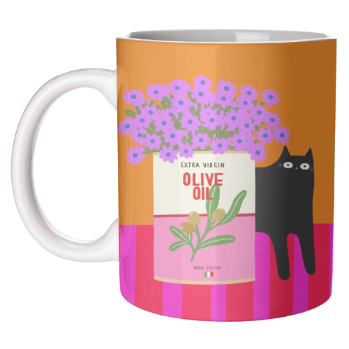Flowers And Olive Oil - unique mug by The Paper Tail
