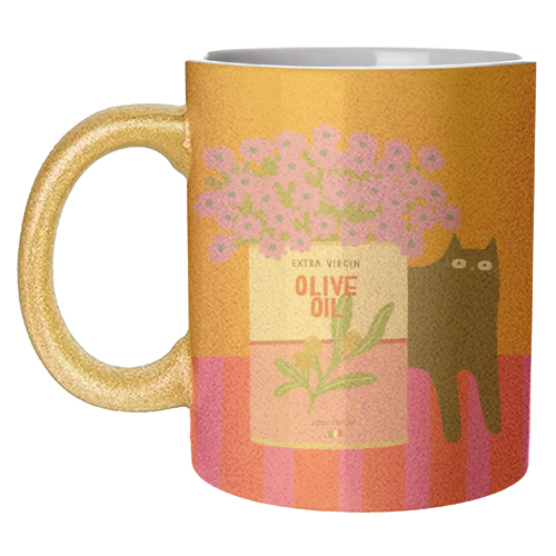 Flowers And Olive Oil - unique mug by The Paper Tail