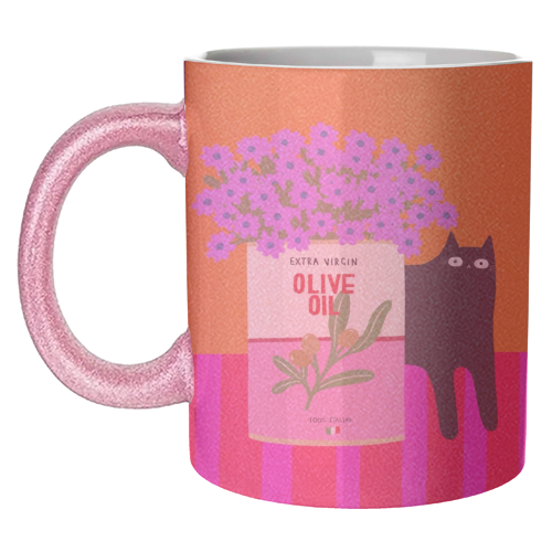 Flowers And Olive Oil - unique mug by The Paper Tail
