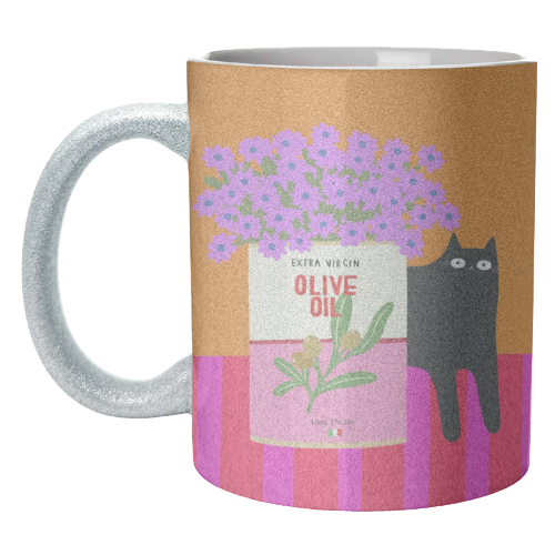 Flowers And Olive Oil - unique mug by The Paper Tail